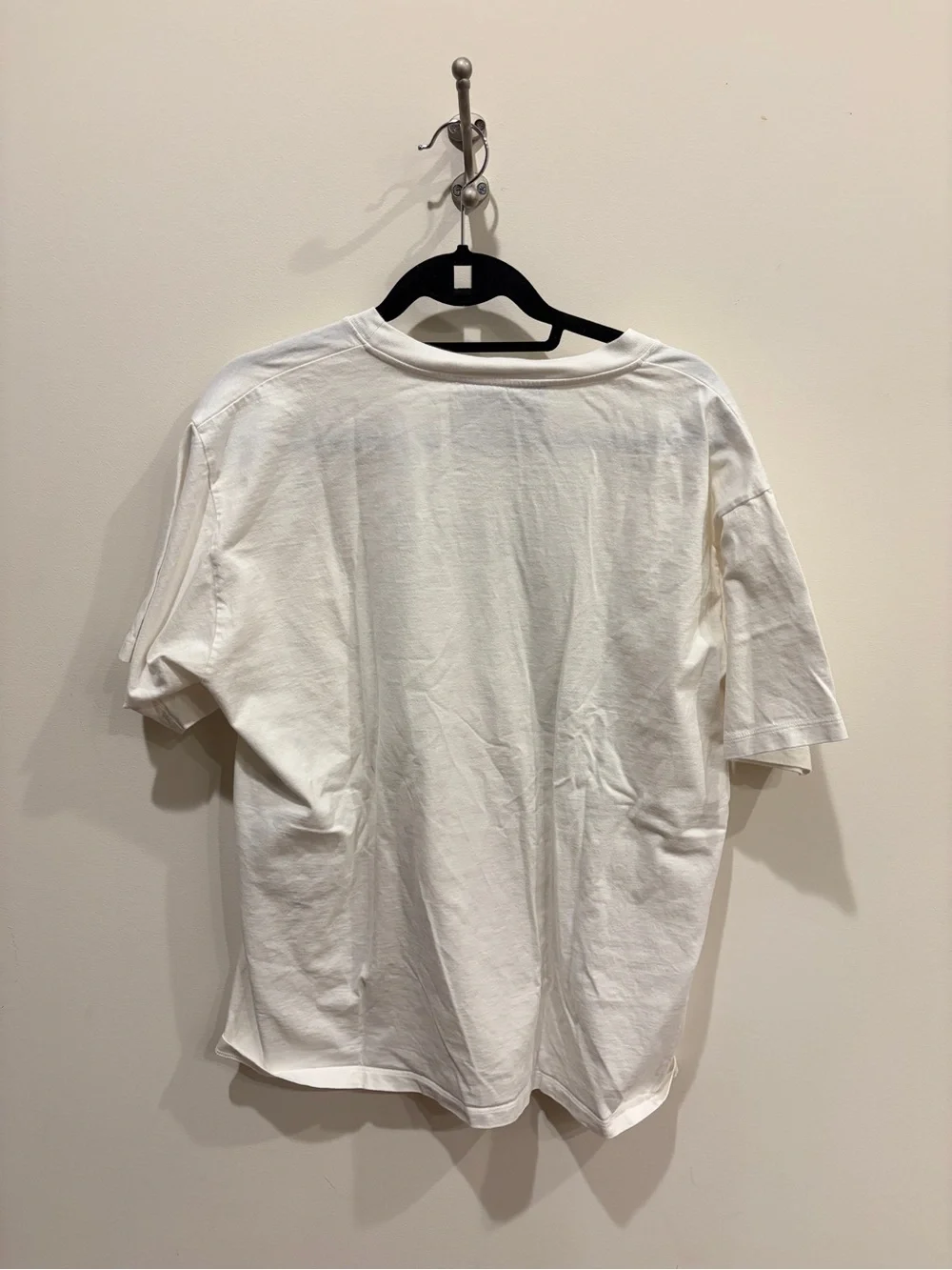 Gucci White Tee with Blue Logo and Doraemon Graphic